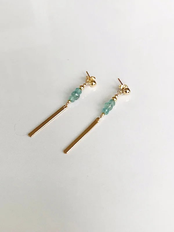 Emerald & Gold Bar Earrings