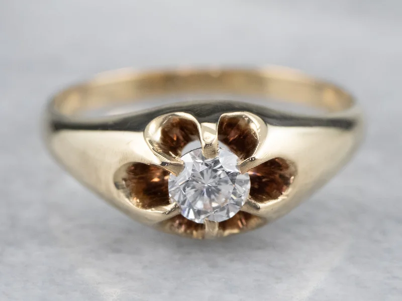 women’s engagement rings -Antique Belcher Set Diamond Engagement Ring