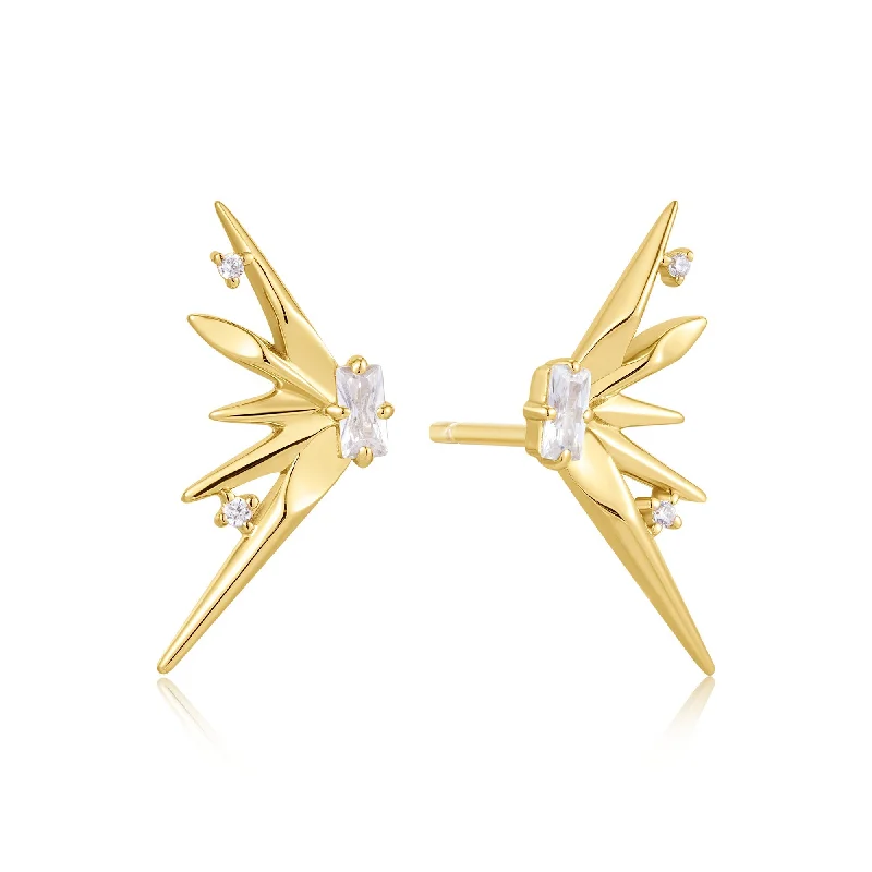 Gold Statement Spike Stud Earrings