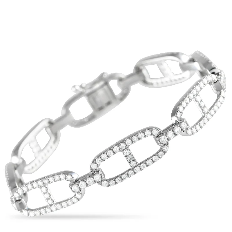 LB Exclusive 18K White Gold 3.52ct Diamond Link Bracelet ALB-17058