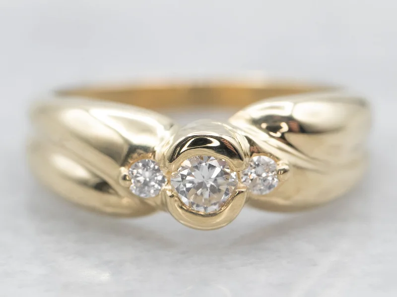 affordable engagement rings -Twisting Semi-Bezel Set Diamond Engagement Ring