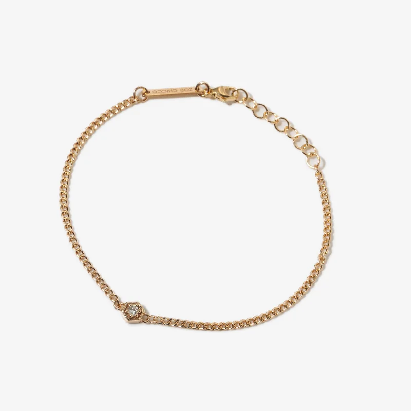 Diamond Hexagon Curb Chain Bracelet