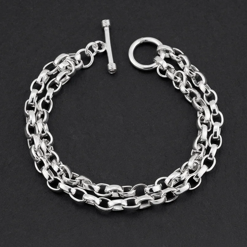 Sterling Silver Double Strand Chain Bracelet