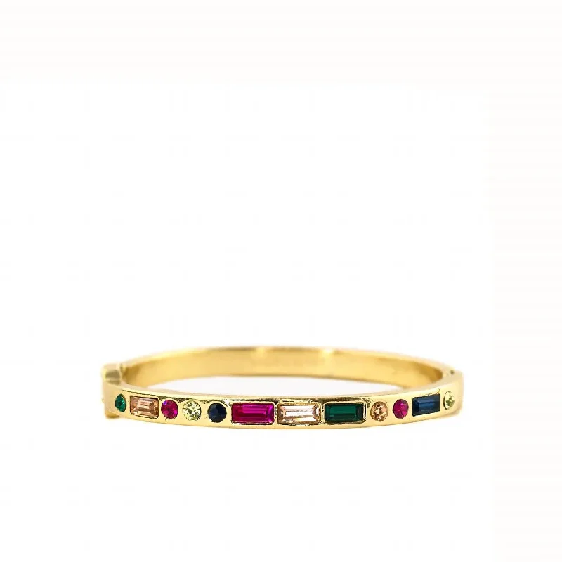 Women's Multistone Crystal Baguette Bangle In Gold