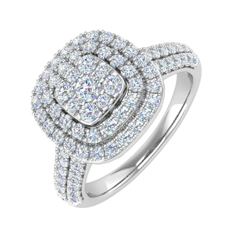 radiant engagement rings -1 Carat Cushion Shape Halo Diamond Engagement Ring in Gold