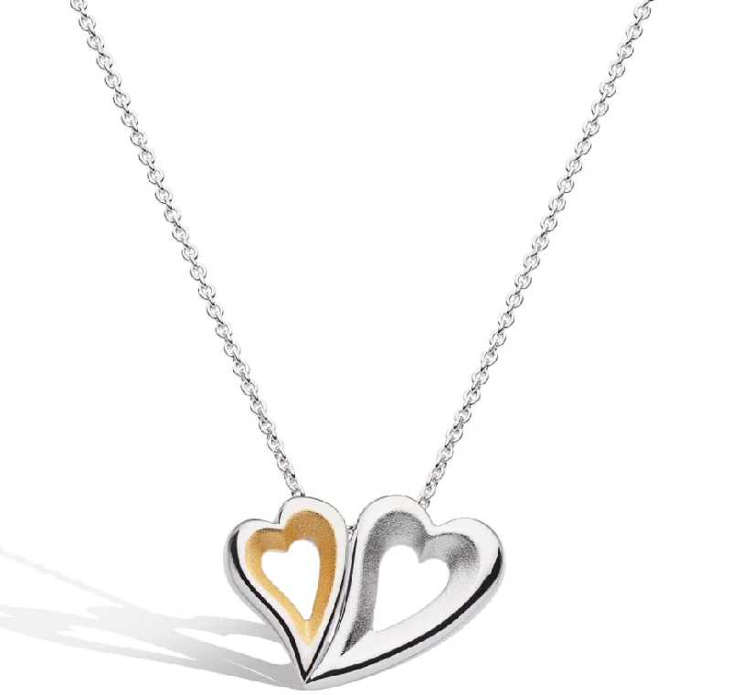 matching necklaces for women -Kit Heath Desire Love Story Tender Together Gold Twinned Heart Necklace