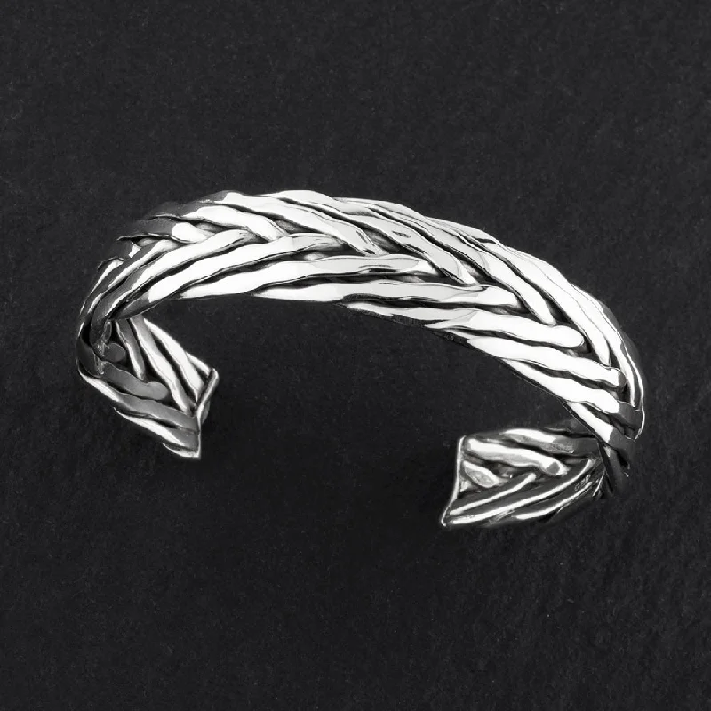 Taxco Mexico Silver Woven Cuff Bracelet