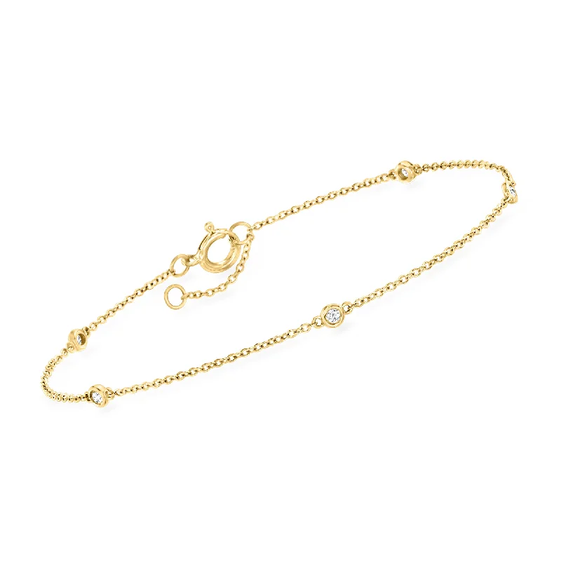 RS Pure by Ross-Simons Diamond Station Bracelet in 14kt Yellow Gold