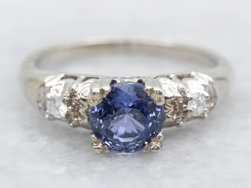 bridal set engagement rings -Sapphire and Diamond Engagement Ring