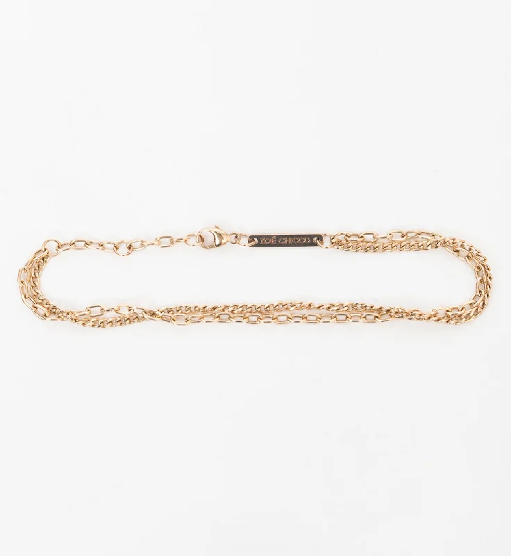 Double Chain Extra Small Curb & Oval Link Bracelet