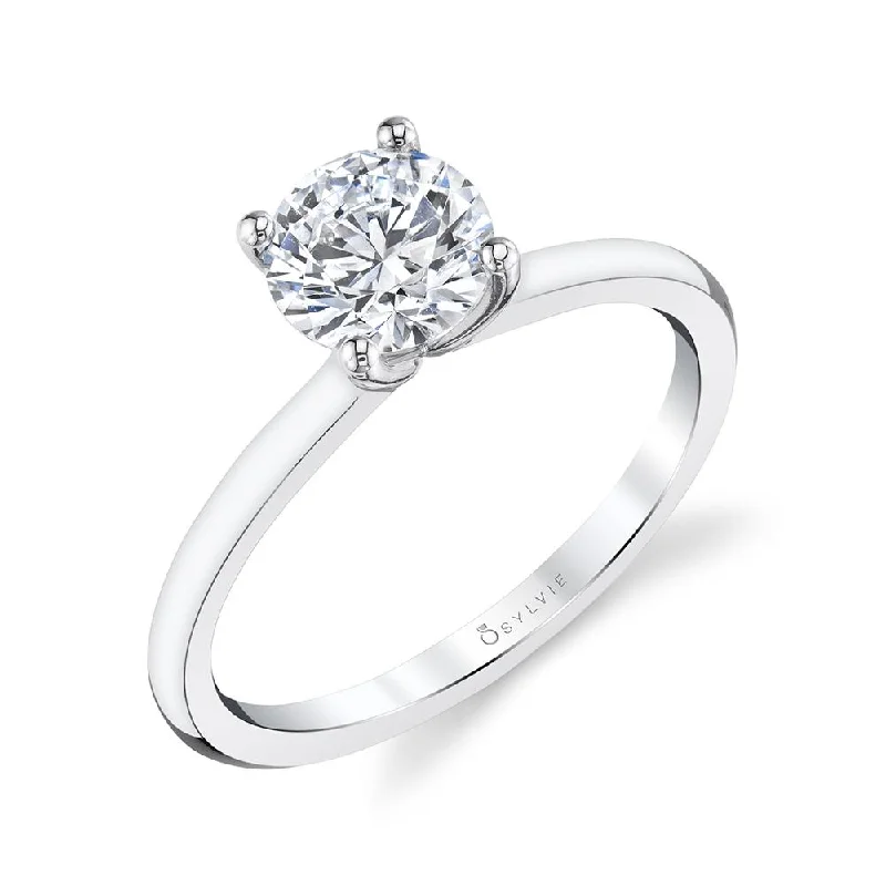 engagement rings for non-traditional brides -Sylvie Collection 14K White Gold Round Engagement Ring Setting