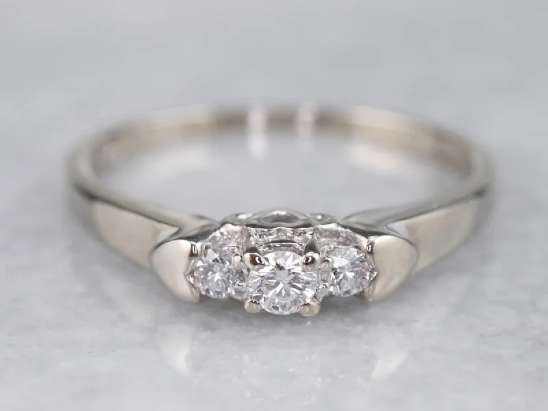 emerald-cut diamond engagement rings -Three Stone Diamond Engagement Ring