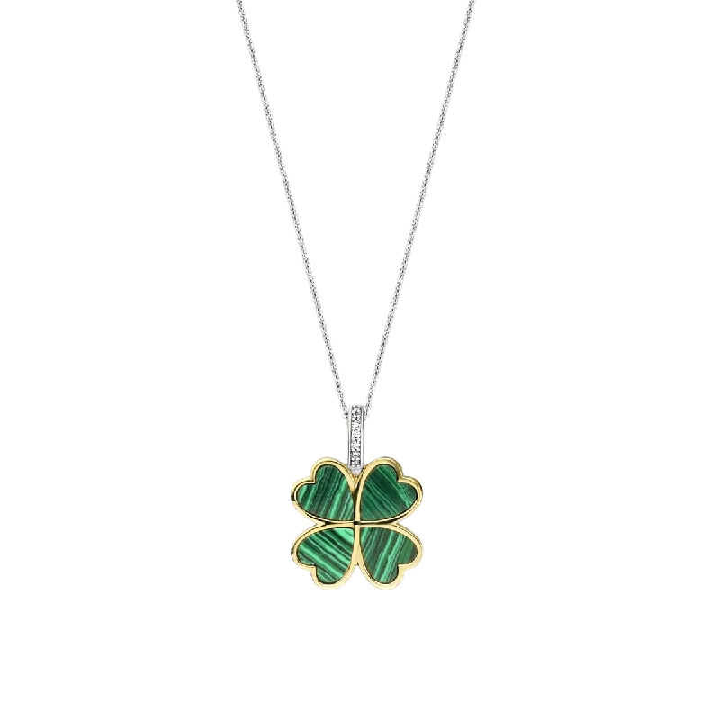 diamond necklaces for women -Ti Sento 18ct Gold Vermeil Silver Cubic Zirconia Clover Necklace