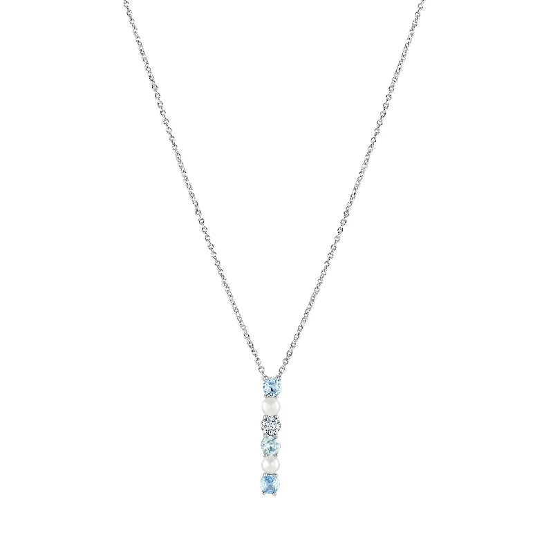 statement pendant necklaces for women -Sterling Silver Blue Topaz and Pearl Pendant