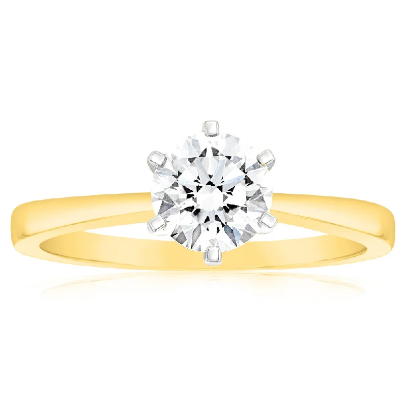 heart-shaped diamond engagement rings -Certified Luminesce Lab Grown 1 Carat Solitaire Engagement Ring in 18ct Yellow Gold