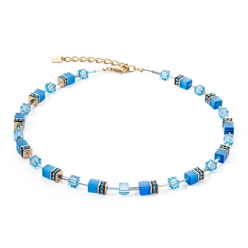 women’s elegant silver necklaces -Coeur De Lion GeoCUBE® Iconic Mono Gold Turquoise Necklace