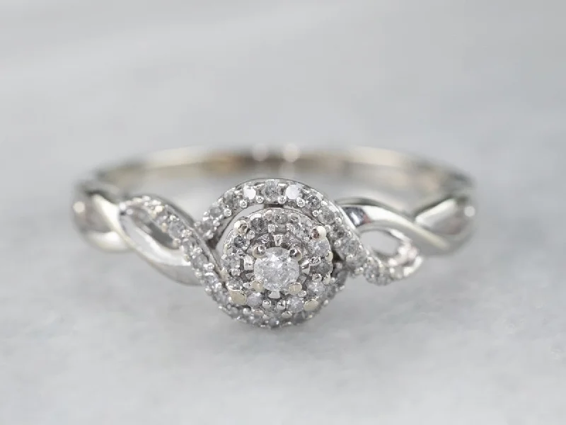 high-end engagement rings -Looping Diamond Halo Engagement Ring