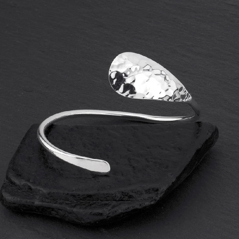 Sterling Silver Teardrop Bypass Bangle