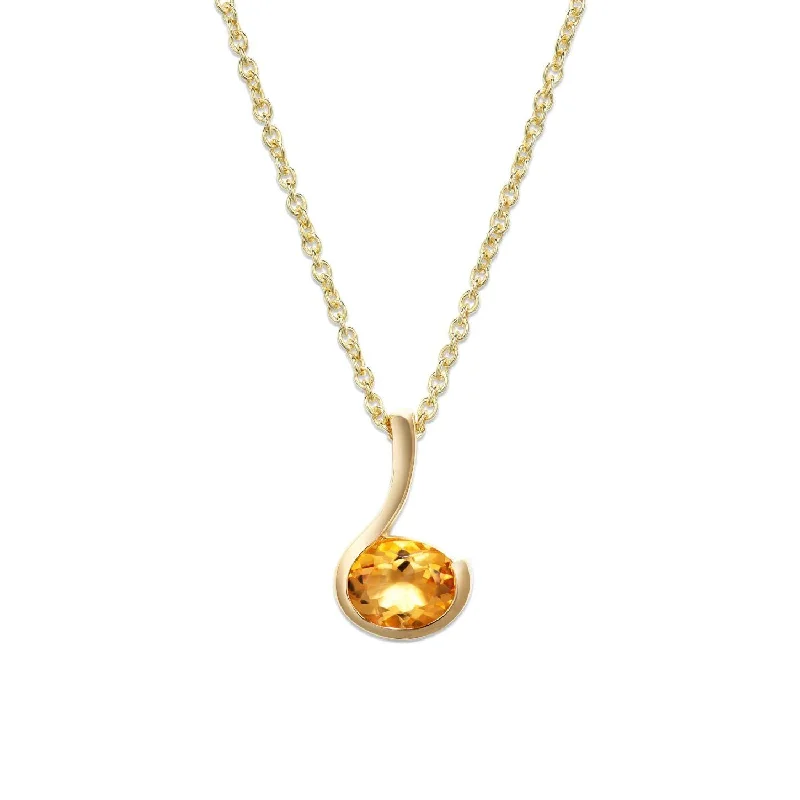 simple necklaces for women -Unique & Co Gold Citrine Loop Necklace