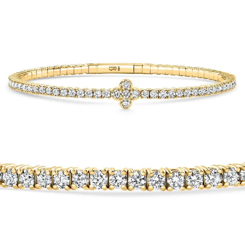 3.70Ct Diamond Flexible Tennis Bangle Bracelet 14k Yellow Gold Lab Grown