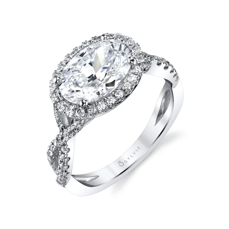 halo diamond engagement rings -Sylvie Collection 14K Oval Engagement Ring Setting