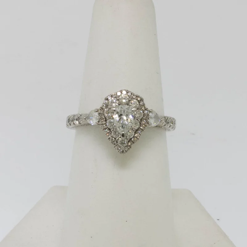 high-end engagement rings -18K White Gold Pear Shaped Diamond Engagement Ring Kay Jewelers Preowned Sz 7