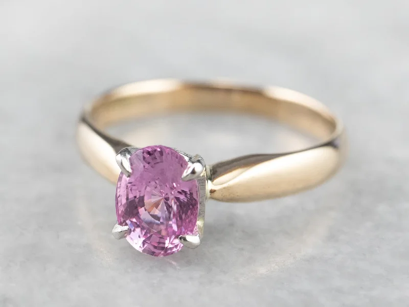 stackable engagement rings -Pink Sapphire Solitaire Engagement Ring