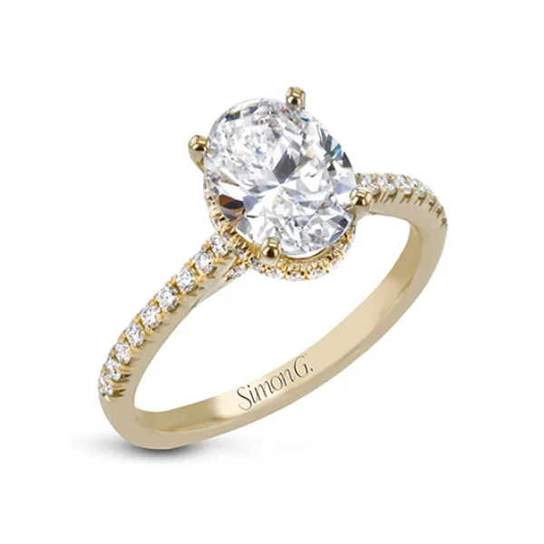 elegant engagement rings -18 Karat Yellow Gold Simon G. 1/3 Carat Oval Hidden Halo Diamond Engagement Ring Setting