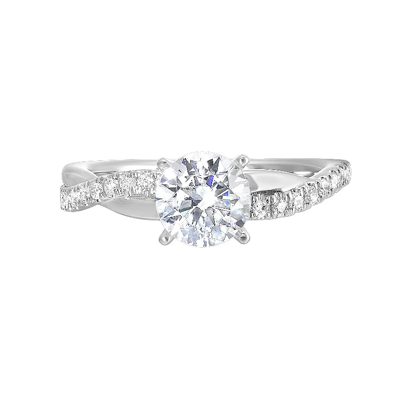 unique sapphire engagement rings -1/5 Ctw Daphne Diamond Criss Cross Engagement Ring Setting in 14 Karat White Gold