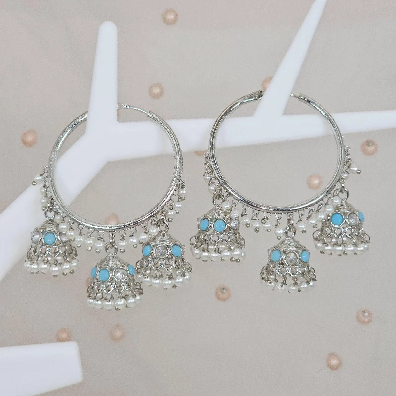 Neha - Silver Bali Jhumka Earrings