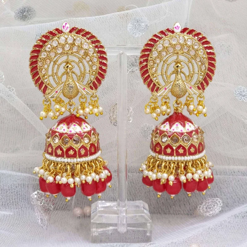 Anju Peacock design Kundan Jhumka Earrings