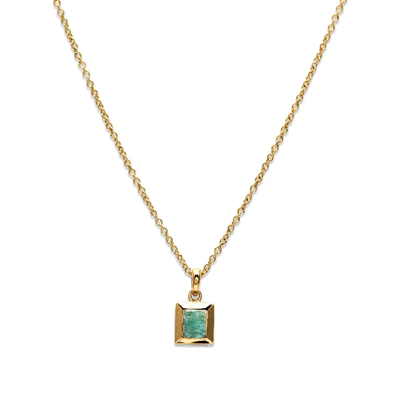 dainty necklaces for women -Unique & Co Gold and Amazonite Pendant