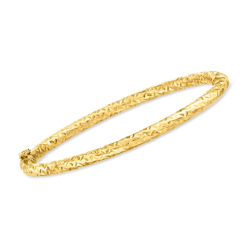 Ross-Simons Italian 14kt Yellow Gold Oval Geometric Bangle Bracelet