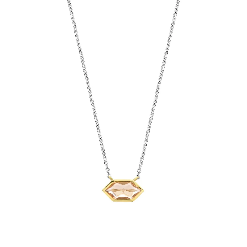 bridal shower necklaces for women -Ti Sento Gold Vermeil Pink Stone Necklace