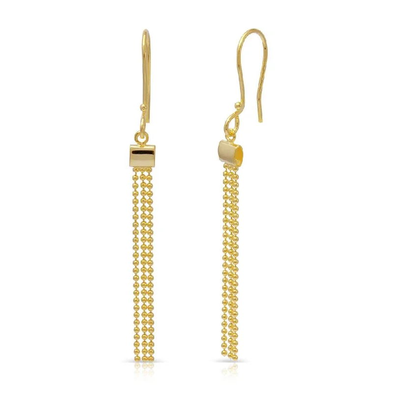 Gold Plated 925 Sterling Silver Dangling Tassel Earrings - DIE00015GP