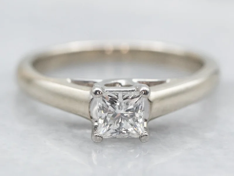 women’s stackable engagement rings -Modern Princess Cut Diamond Solitaire Engagement Ring