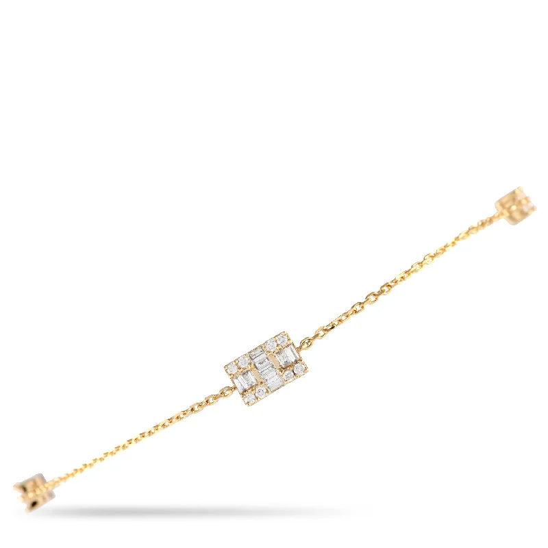 LB Exclusive 14K Yellow Gold 0.20ct Diamond Station Bracelet BR09802-Y