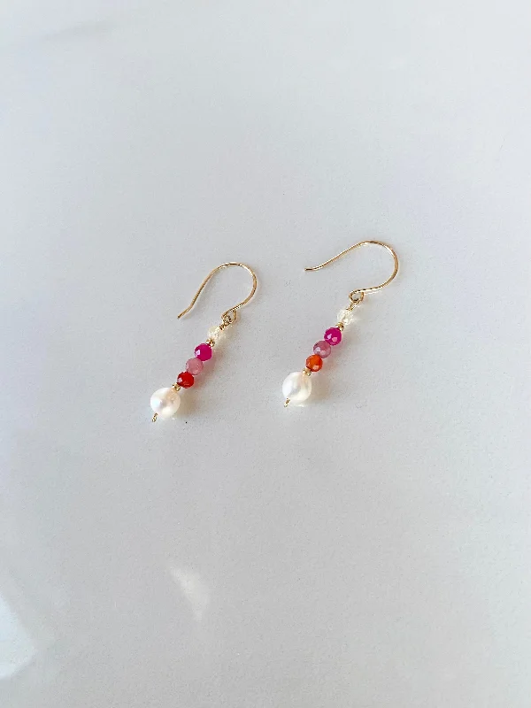 Gemstone & Pearl Stack Earrings,