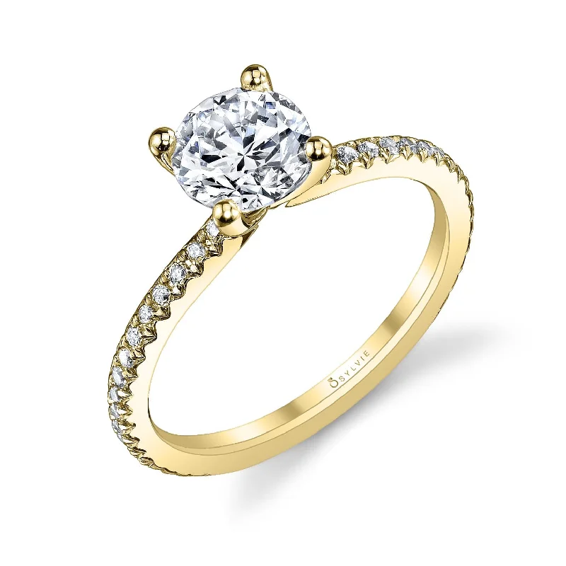 bespoke engagement rings -Sylvie Collection 14K Round Engagement Ring Setting .21tw