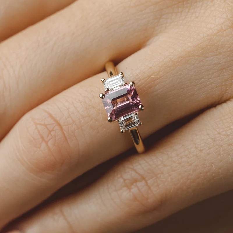 silver engagement rings for women -Bronte Pink Spinel Gemstone Engagement Ring