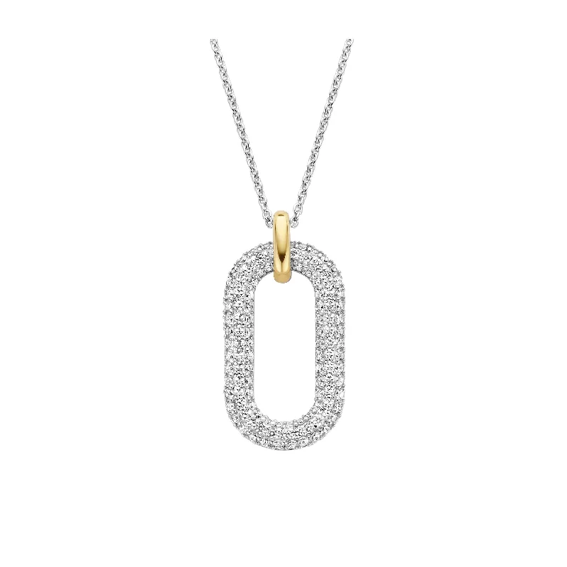 delicate crystal necklaces for women -Ti Sento Cubic Zirconia Oval Link Necklace