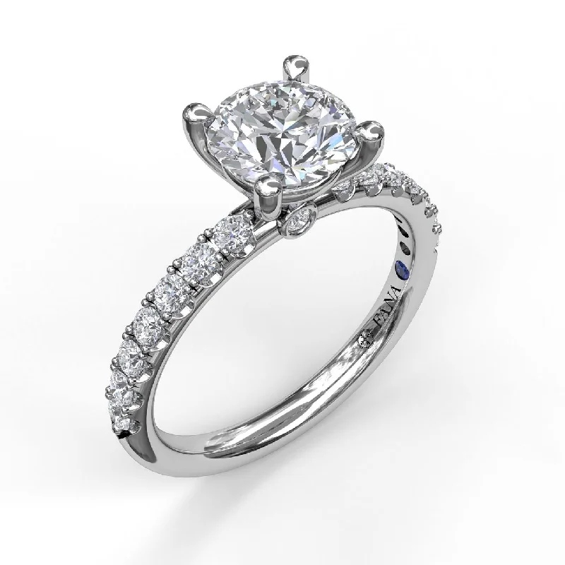 engagement rings for non-traditional brides -14 Karat White Gold Fana 0.37 Carat Classic Pave Round Cut Diamond Engagement Ring Setting