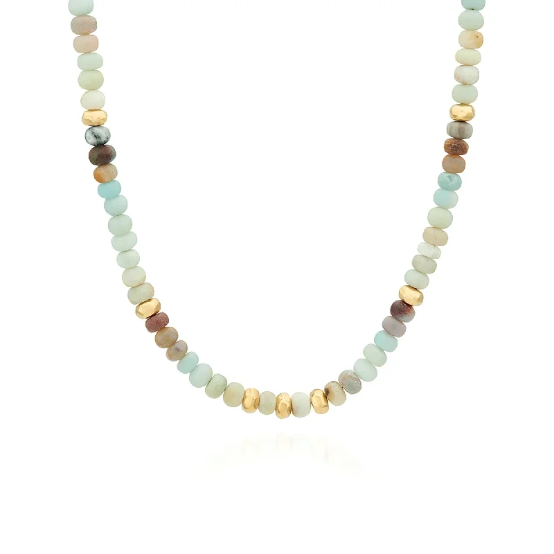 pearl necklaces for women -Anna Beck Amazonite and Gold Beaded Necklace