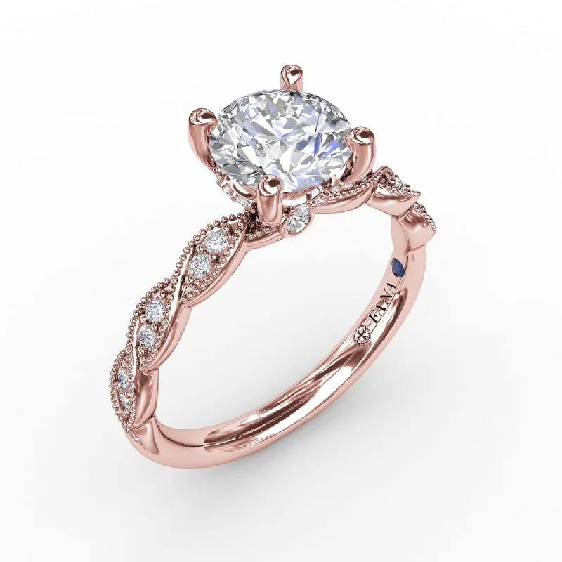 unique sapphire engagement rings -Classic Diamond Solitaire Engagement Ring With Diamond Twist Band