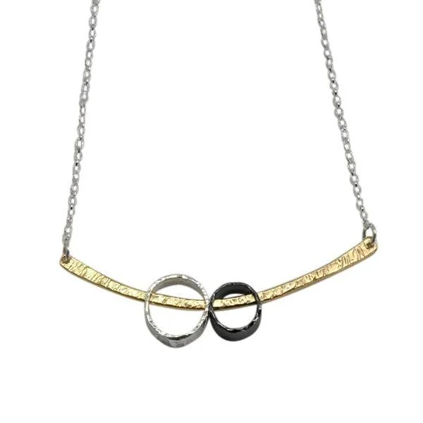 delicate crystal necklaces for women -Two Circle Bar Necklace