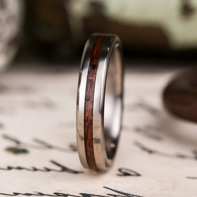 (In-Stock) The Garand | M1 Garand Rifle Stock Wood & Titanium Wedding Band - Size 6.75 | 4mm Wide