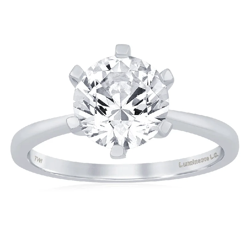 engagement rings with side stones -Luminesce Lab Grown 3 Carat Certified Engagement Ring in 18ct White Gold