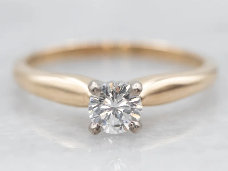 romantic engagement rings for women -Two Tone Diamond Solitaire Engagement Ring