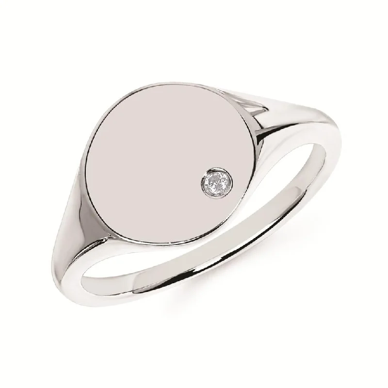 Sterling Silver 0.02ctw Diamond Signet Ring