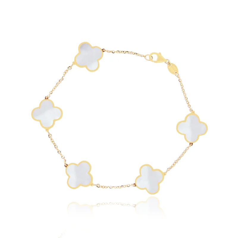 Large Mother of Pearl Clover Bracelet